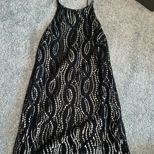 Black & silver shift dress